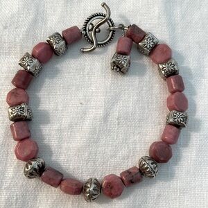 Rhodochrosite and Thai Silver Bracelet
